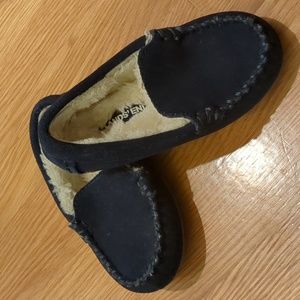 Lands End kids moccasin slippers Navy